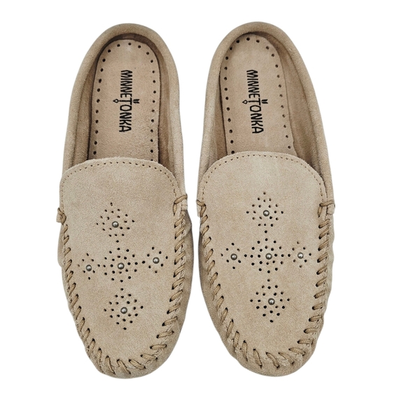 Minnetonka Leila Mule Womens Shoes Color Stone Leather Suede 8.5 - Picture 3 of 10